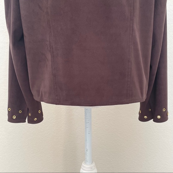 INC International Concepts Brown Faux Suede Jacket - Picture 6 of 10